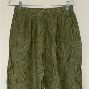 Sold. Eileen Fisher Olive Green Linen Pants